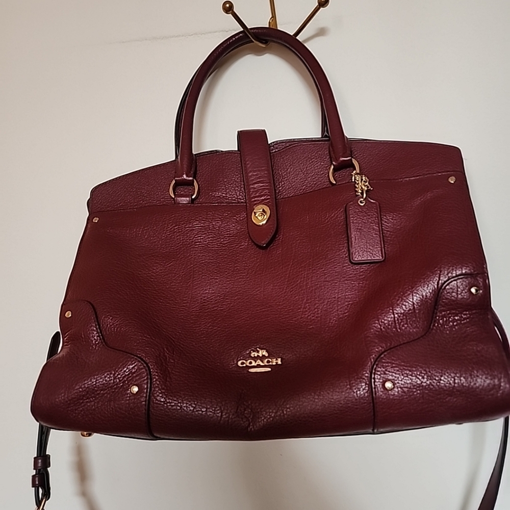 Coach Burgundy Leather Satchel - Picture 3 of 14